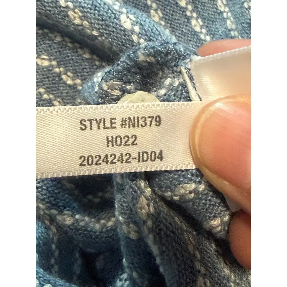 Madewell Jacquard Puff-Sleeve Mockneck Top in Blue - Size M